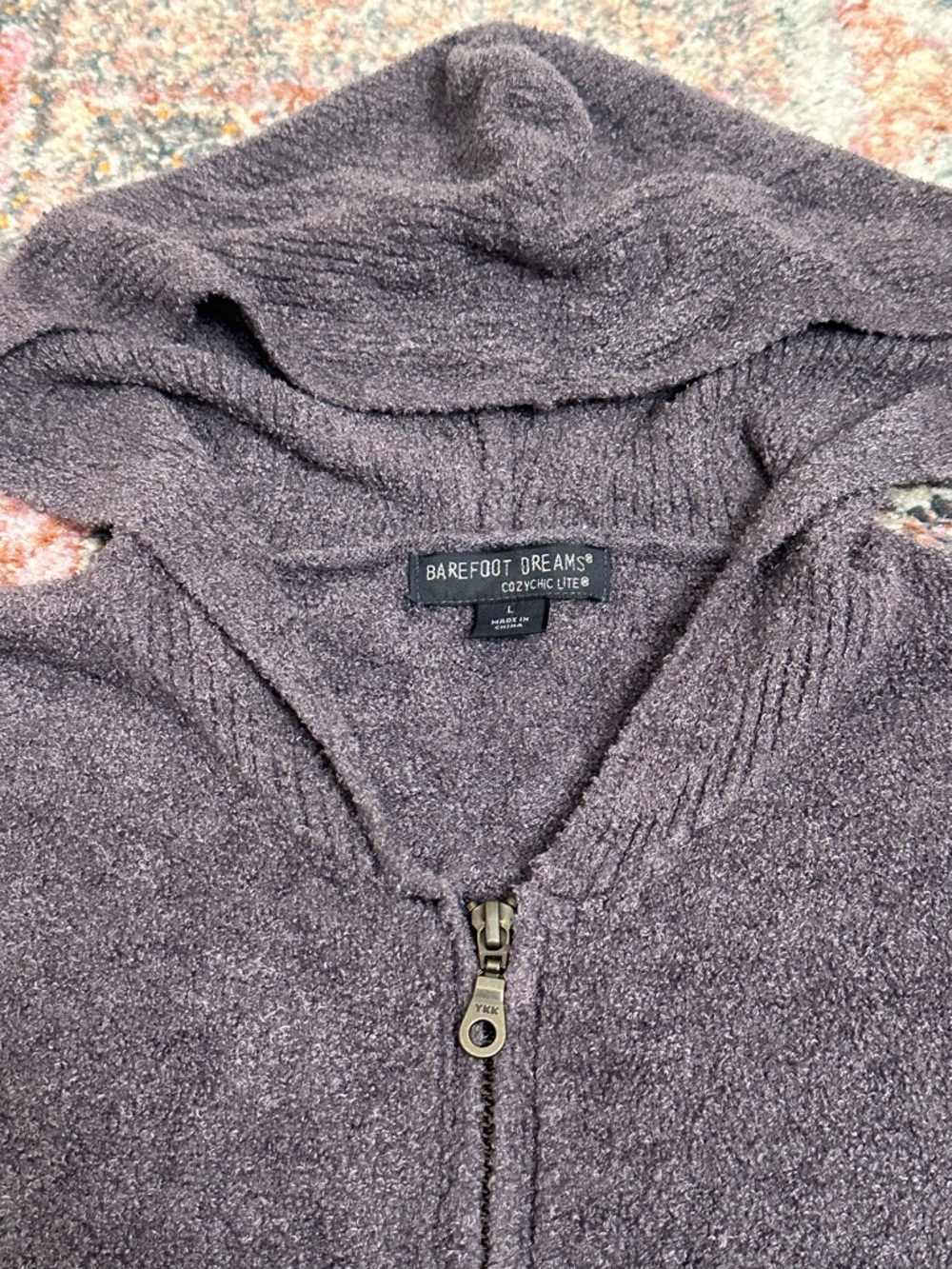 Barefoot Dreams Jacket CozyChic Lite Zip Up Hoodie Sweater Gray Sz L Cozy Lounge - Picture 6 of 12